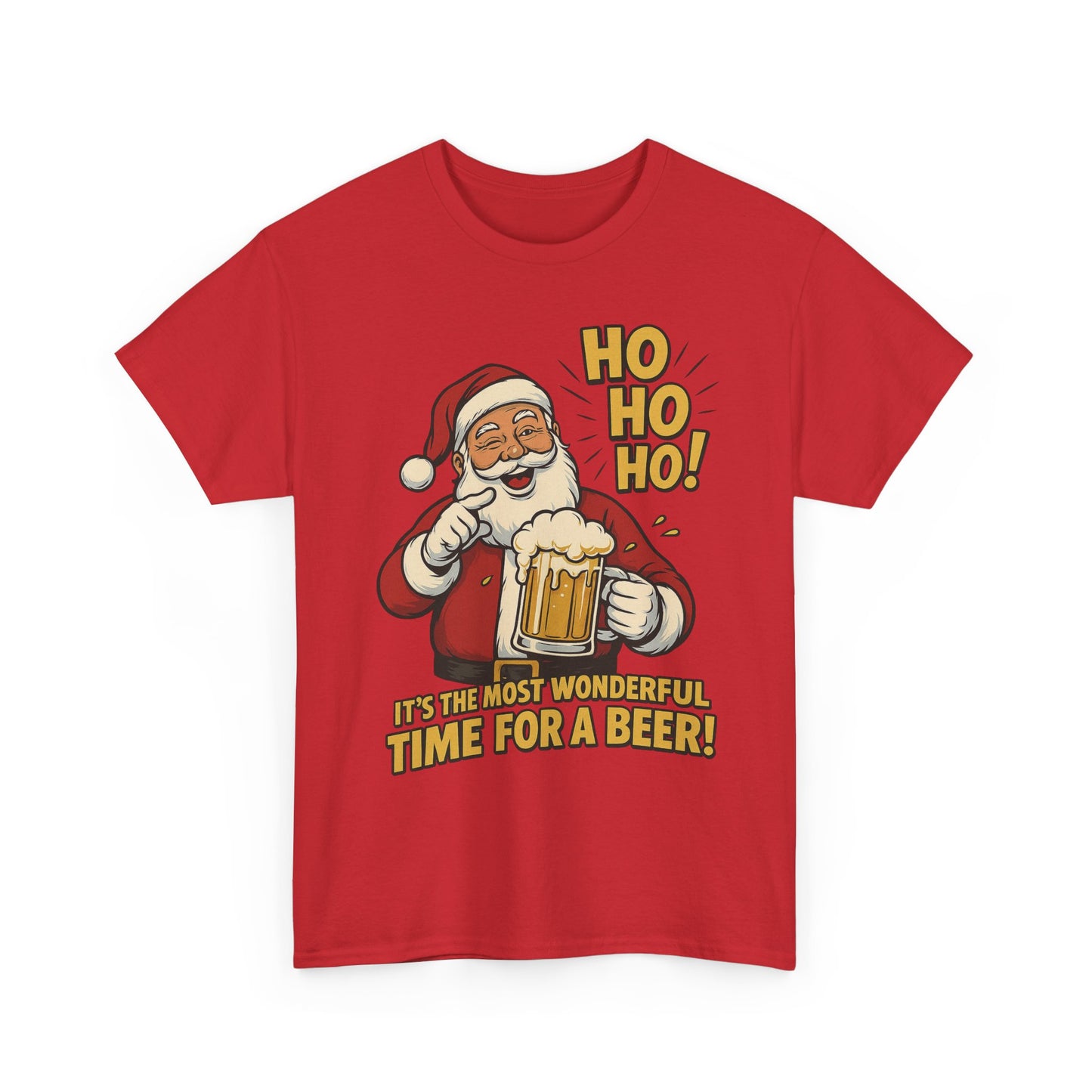 Funny Santa Beer Christmas T-Shirt, Men's Holiday Party Tee