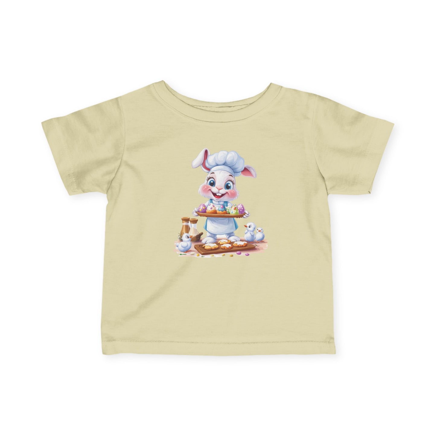 Infant Easter Bunny Chef Tee, Baby Baker T-Shirt with Colorful Eggs, Cute Spring Outfit for 6-24 Months, Funny Holiday Gift Baby Easter Gift