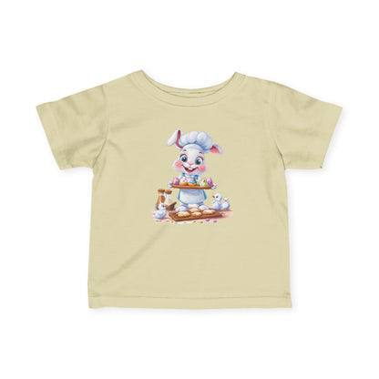 Infant Easter Bunny Chef Tee, Baby Baker T-Shirt with Colorful Eggs, Cute Spring Outfit for 6-24 Months, Funny Holiday Gift Baby Easter Gift