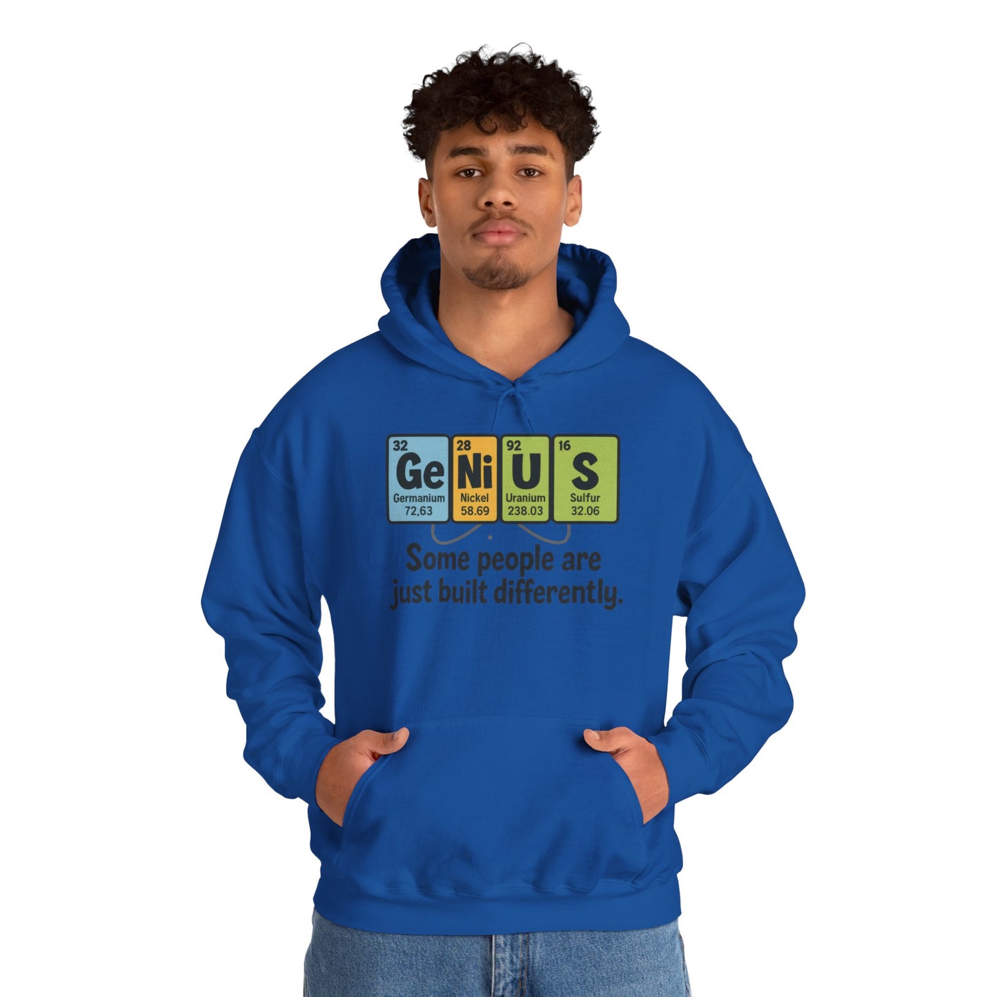 Funny Mens Genius Hoodie, Periodic Table Nerd Sweatshirt, Smart Science Pullover Gift for Him, Science Lover Apparel, Funny Hoodie