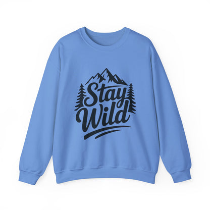 Stay Wild Unisex Crewneck Sweatshirt, Cozy Casual Wear for Adventurers, for Nature Lovers, Mountain Nature Unisex Crewneck Sweatshirt