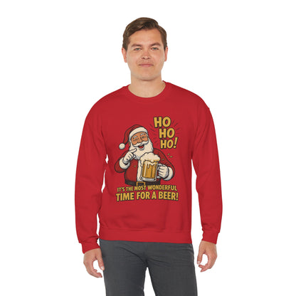 Funny Santa Beer Christmas Sweatshirt, Men's Holiday Pullover, Men's Heavy Blend™ Crewneck Sweatshirt