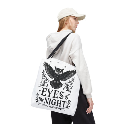 Eyes of the Night Owl Tote Bag, Artsy Shopping Bag, Eco-Friendly Carryall, Unique Gift for Animal Lovers, Halloween Decor, Beach Tote