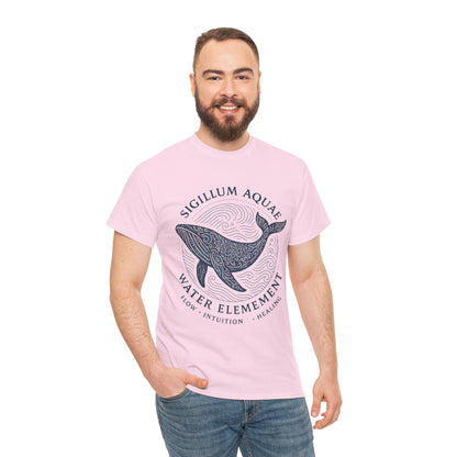 Water Element Whale Tee, Sigillum Aquae Symbol, Flow Intuition Healing, Spiritual Ocean Totem Tee, Nature Energy Shirt, Mindfulness Fashion