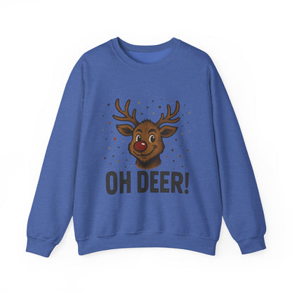 Men's Oh Deer Funny Christmas Sweatshirt, Reindeer Holiday Pullover