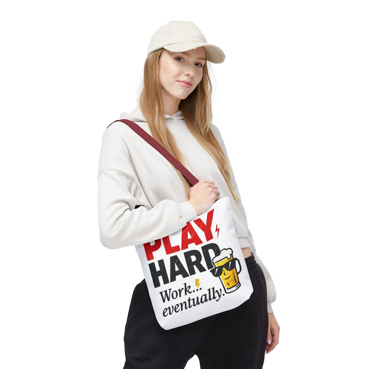 Play Hard Tote Bag - Fun, Stylish, Tote for Work & Play, Summer, Gift, Beach Bag, Everyday Carry, Beach Weekender Bag, large canvas bag
