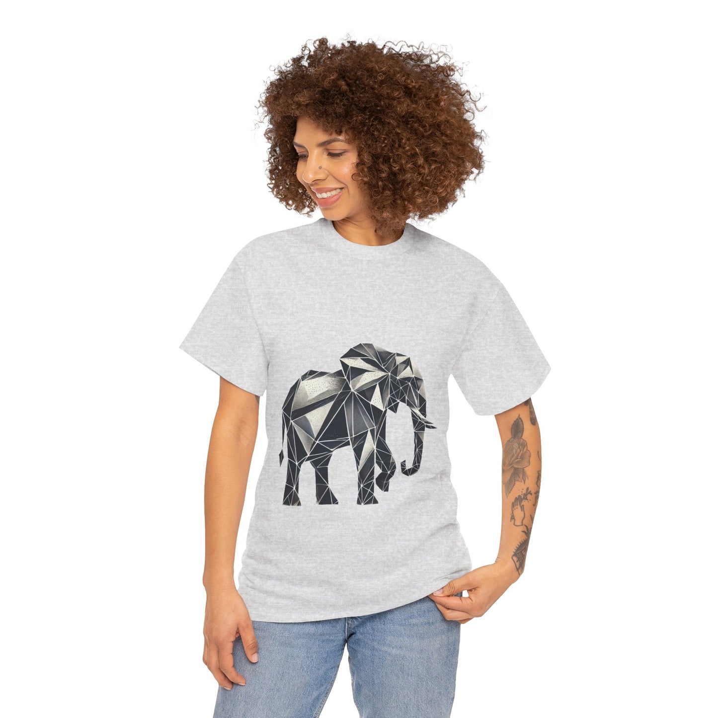 Geometric Elephant Tee - Minimalist Art Shirt, Nature Lover Gift, Animal Print T-Shirt, Unisex Cotton Tee, Eco-Friendly Wear