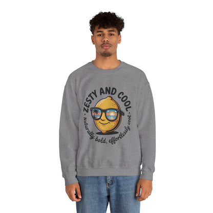 Zesty Lemon Mens Crewneck Sweatshirt - Fun Gift for Friends, Cool Casual Style, Summer Vibes, Mens Graphic Apparel, Perfect for Relaxing