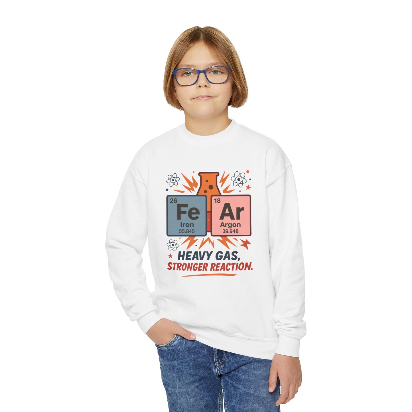 Youth Science Sweatshirt for Kids, Funny Chemistry Gift, Heavy Gas Reaction Crewneck, Science Class Apparel, Educational Sweater