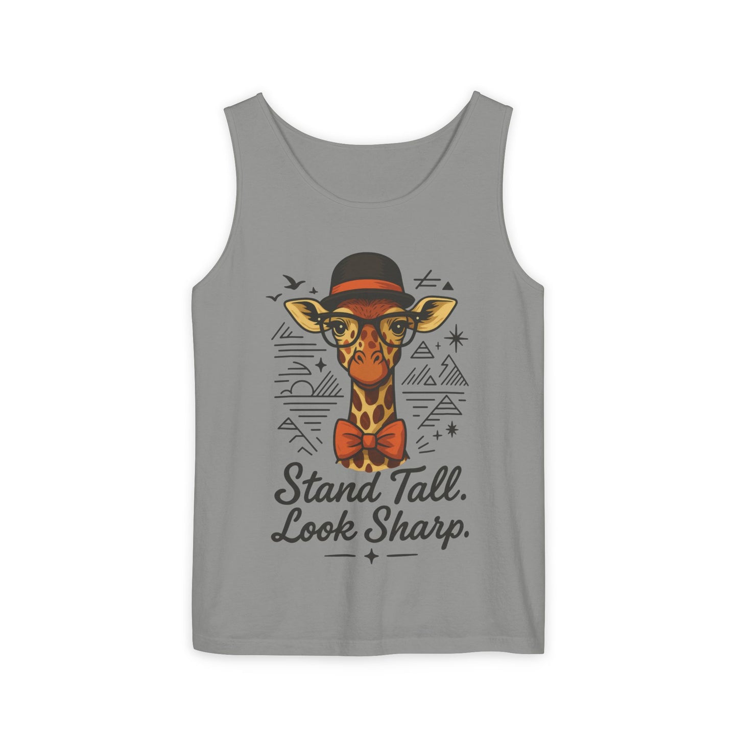 Giraffe Inspirational Tank Top, Stand Tall Look Sharp Shirt, Unisex Summer Apparel, Cute Animal Gift, Zoo Lover's Fashion