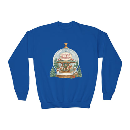 Youth Holiday Café Christmas Sweatshirt, Warm Cocoa Snow Globe Jumper