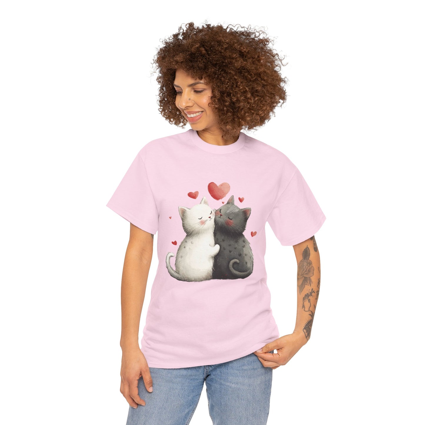 Cute Cat Love T-Shirt, Adorable Feline Couple Tee, Gift for Cat Lovers, Valentine's Day Shirt, Cozy Everyday Wear, Cat Mom T-Shirt