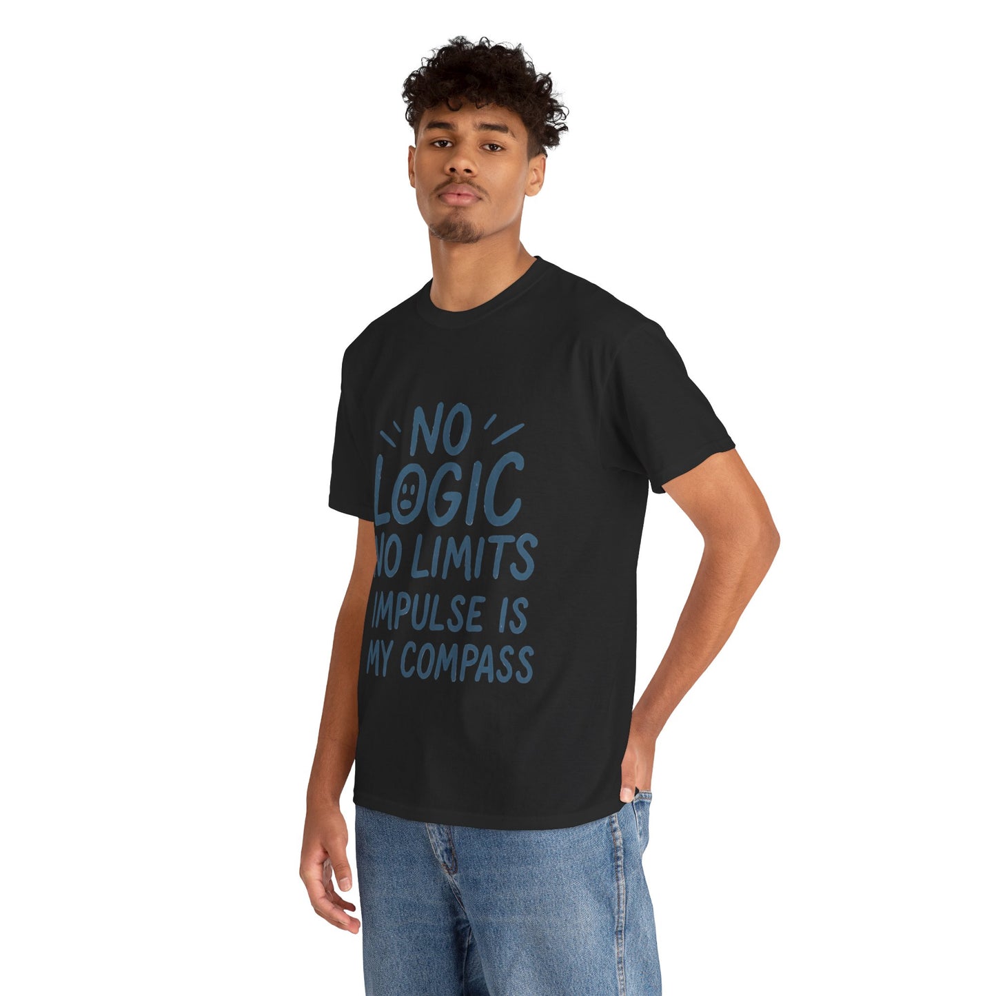 Funny No Logic Mens T-Shirt, No Limits Impulse Quote, Relaxed Fit Graphic Tee, Gift for Him, Casual Wear for Creatives, Gift for Artists