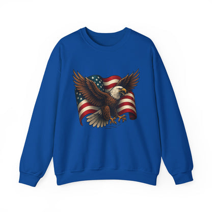 Patriotic Eagle Sweatshirt - Unisex Crewneck, USA Flag Apparel, Memorial Day, Veteran's Day, Independence Day, Gift for Patriots
