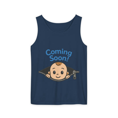 Coming Soon Maternity Tank Top, Cute Baby Boy Pregnancy Announcement Tee, Funny Expecting Mom Gift, Gender Reveal Tee, Baby Shower Top