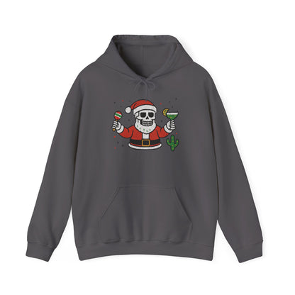 Skeleton Santa Funny Christmas Hoodie for Men, Ugly Margarita Holiday Sweatshirt