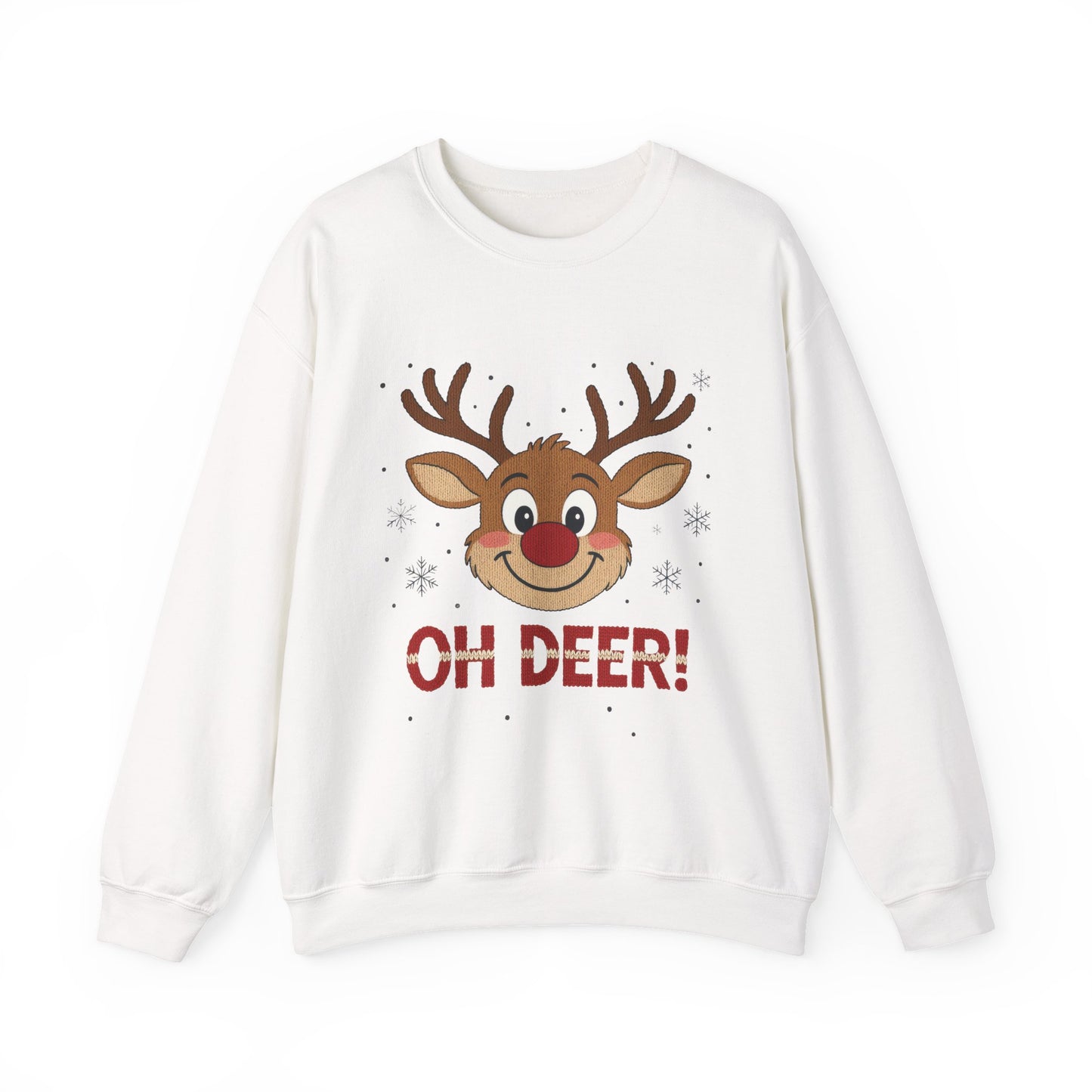 Womens Oh Deer Christmas Sweatshirt, Cute Reindeer Holiday Pullover, Women's Crewneck Sweatshirt
