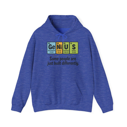 Funny Mens Genius Hoodie, Periodic Table Nerd Sweatshirt, Smart Science Pullover Gift for Him, Science Lover Apparel, Funny Hoodie