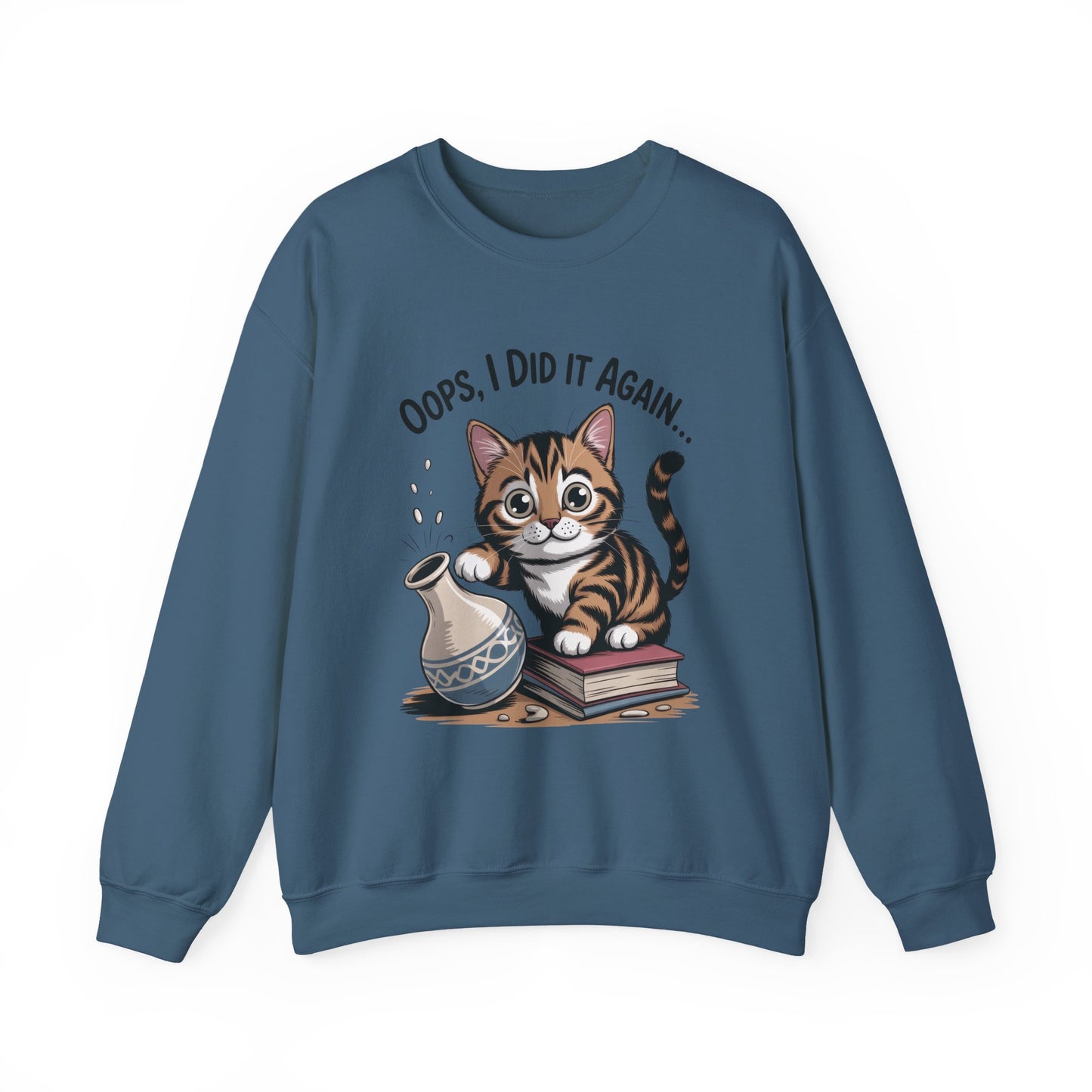 Cute Cat Oops! I Did It Again Sweatshirt, Funny Pet Lover Gift, Cozy Crewneck for Cat Moms, Purrfect for Birthdays, Casual Wear
