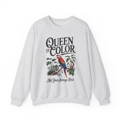 Vibrant Crewneck Womens Sweatshirt, Colorful Apparel, Bird Design, Cozy Layering, Gift for Nature Lovers, Fun Fashion