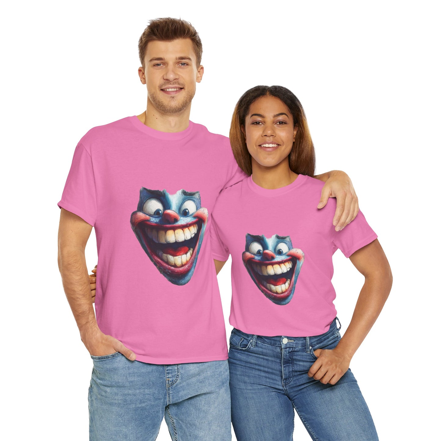 Funny Clown Face Unisex Heavy Cotton Tee, Creepy Clown Face T-Shirt, Humor T-Shirt,Clown Theme Shirt, Funny Horror Graphic Tee