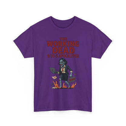 The Working Dead 9-to-5 Apocalypse Women's T-Shirt, Horror Office Zombie Top, Halloween Office Humor