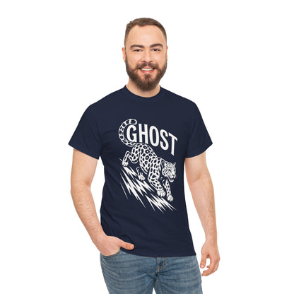 Ghost Leopard Graphic Tee, Mens T-Shirt, Casual Wear, Animal Print Top, Gift for Cat Lovers, Halloween Outfit
