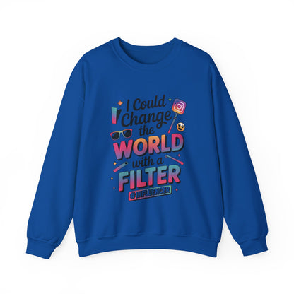 Womens Heavy Blend™ Crewneck Sweatshirt, Womens Influencer Sweatshirt, Funny Social Media Pullover, Cute Trendy Graphic Top