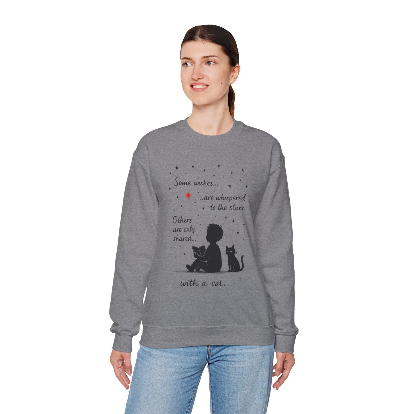 Cozy Cat-Inspired Crewneck Sweatshirt - Literary Lover Gift, Womens Layer, Cat Enthusiast Apparel, Thoughtful Gift for Cozy Nights