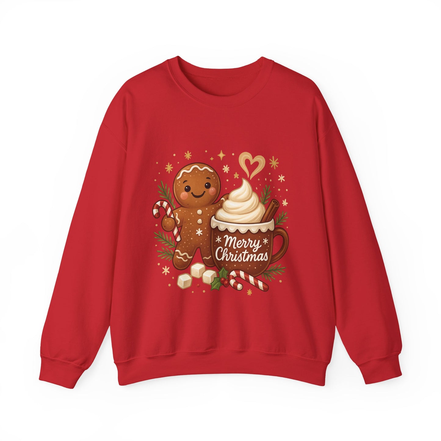 Women's Gingerbread - Hot Cocoa Christmas Sweatshirt,  Cozy Holiday Pullover, Women's Heavy Blend™ Crewneck Sweatshirt
