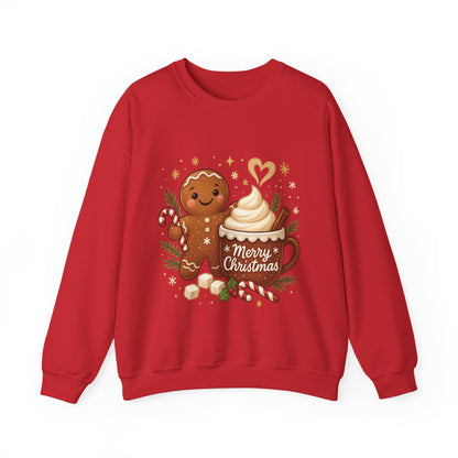 Women's Gingerbread - Hot Cocoa Christmas Sweatshirt,  Cozy Holiday Pullover, Women's Heavy Blend™ Crewneck Sweatshirt