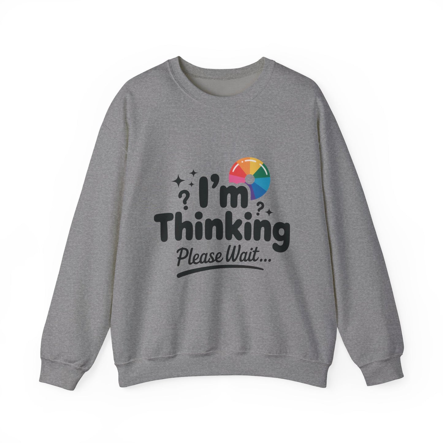 Funny - Im Thinking Please Wait - Mens Sweatshirt, Cute Geeky Gift for Introverts, Programmers, Designers, Humor Crewneck, Gift for Adults