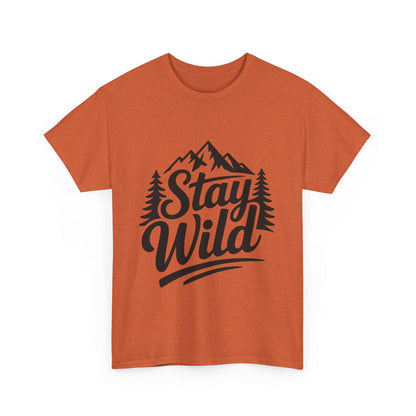 Stay Wild Adventure Tee, Unisex Heavy Cotton Tee for Nature Lovers, Camping, Hiking, Gifts for Outdoorsy Friends, Nature Graphic Tee