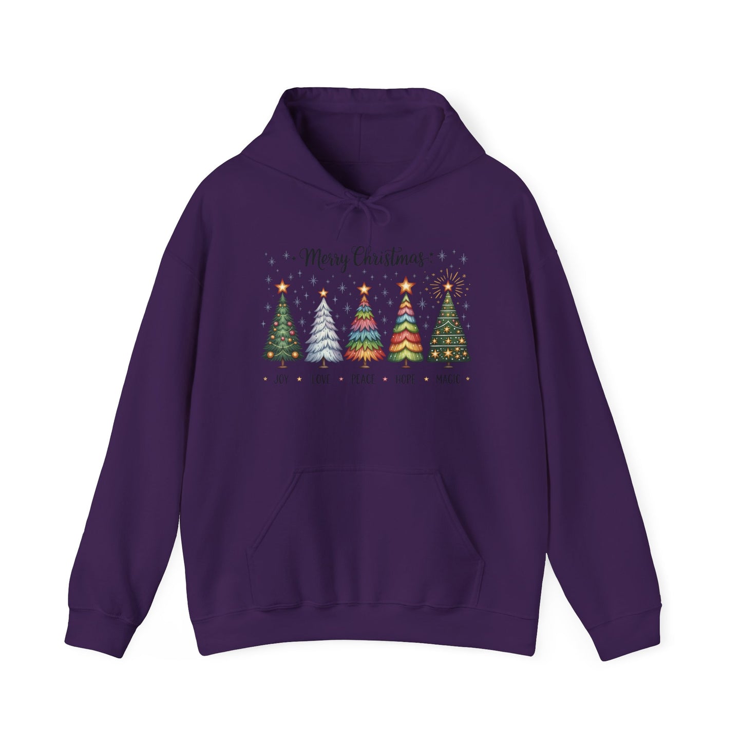 Merry Christmas Women's Hoodie, Joy Love Peace Hope Magic Holiday Hoodie, Women's Heavy Blend™ Hooded Sweatshirt