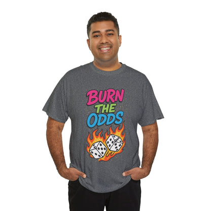 Burn the Odds Graphic Tee | Cool Casual Wear, Gaming Shirt, Unisex Cotton Tee, Dice Design T-Shirt, Gift for Gamers