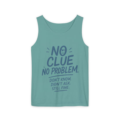 Funny No Clue Mens Tank Top, No Problem Quote, Dont Know Didnt Ask Slogan Tee, Workout Sleeveless Gym Shirt, Relaxed Fit Gift for Him