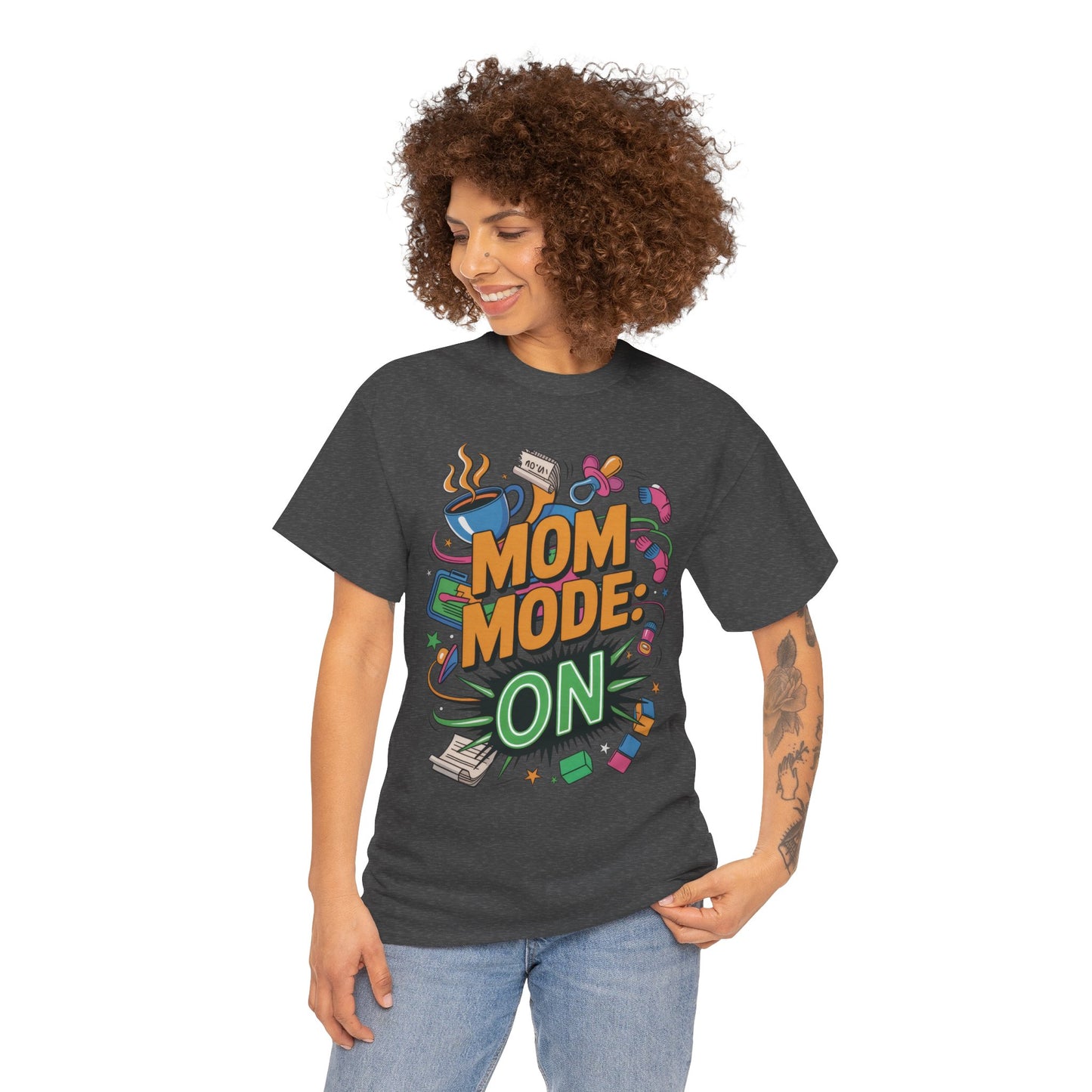 Mom Mode ON Cotton Tee, Funny Mom T-Shirt, Gift for Mothers, Parent Life Apparel, Mother's Day Humor T-Shirt, Cute Mama Life Graphic Tee