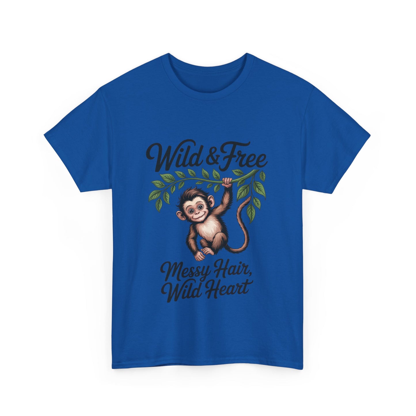 Wild & Free Monkey Shirt, Messy Hair Wild Heart Womens Tee, Cute Jungle Animal T-Shirt, Boho Adventure Graphic, Fun Nature Lover Gift