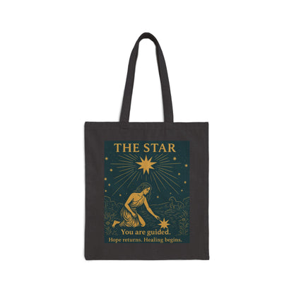 The Star Tarot Cotton Tote Bag, Hope & Healing Spiritual Gift, Mystical Moon Star Canvas, Tarot Bag, Astrological Gift, Spiritual Canvas Bag