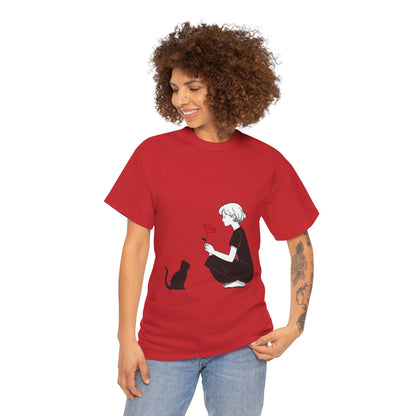 Cat Lover's Heavy Cotton Tee, Cute Cat Shirt, Pet Owner Gift, Animal Lover Apparel, Birthday Gift for Her, Women's Cotton T-Shirt, Cat Lover