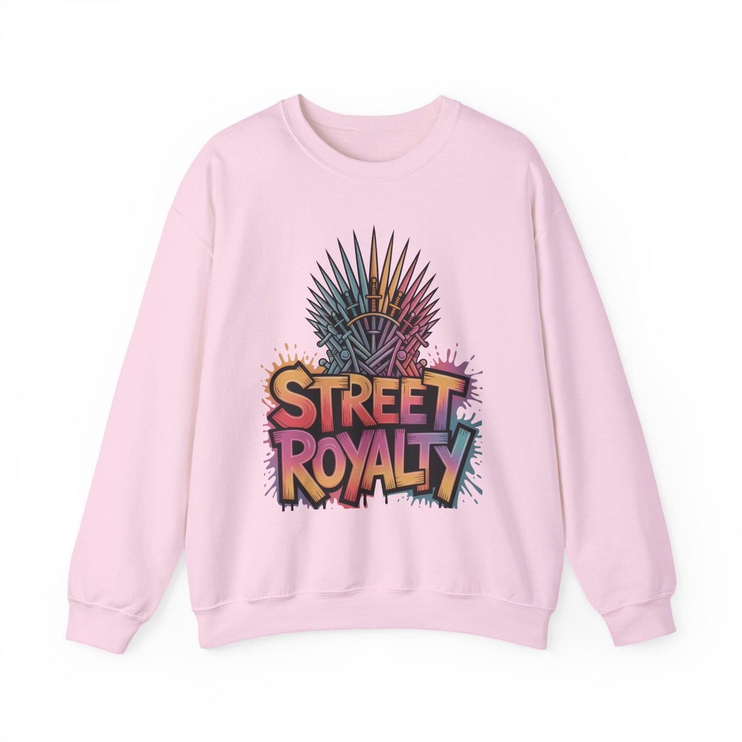 Street Royalty Women's Crewneck Sweatshirt, Graffiti Crown Graphic Pullover, Urban Streetwear Top