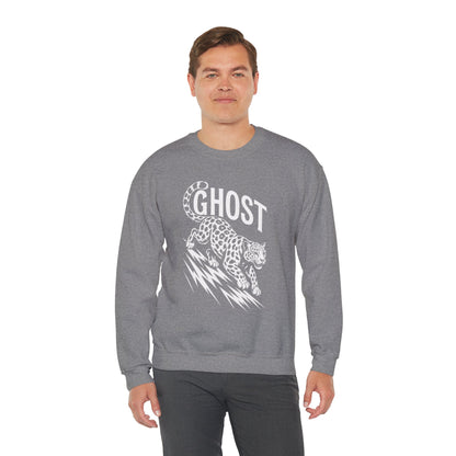Ghost Leopard Crewneck Sweatshirt, Unisex Fashion, Cozy Casual Wear, Graphic Sweatshirt, Wild Animal Art, Gift for Animal Lovers