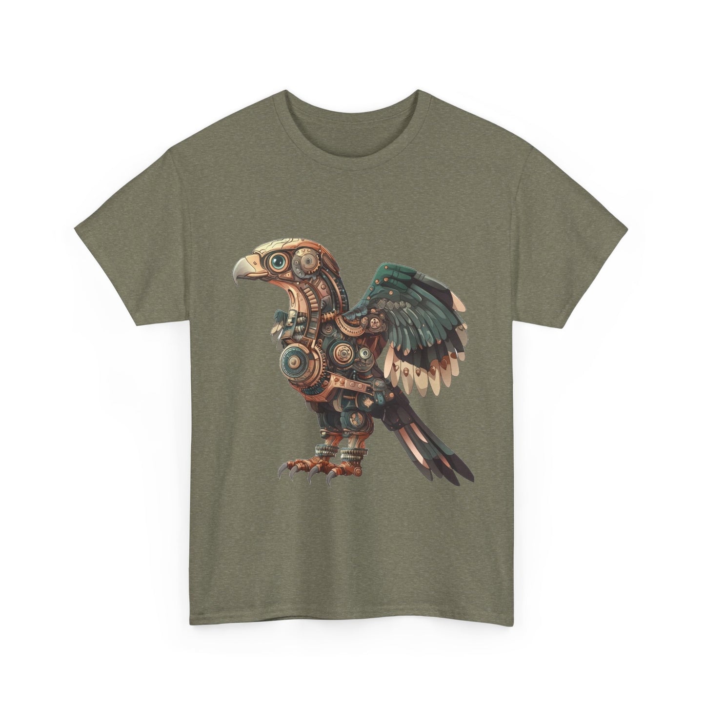 Steampunk Eagle Mens Tee, Cotton Tee with Mechanical Bird Design, Vintage Graphic Shirt, Gift for Bird Lovers, Unique Art Apparel