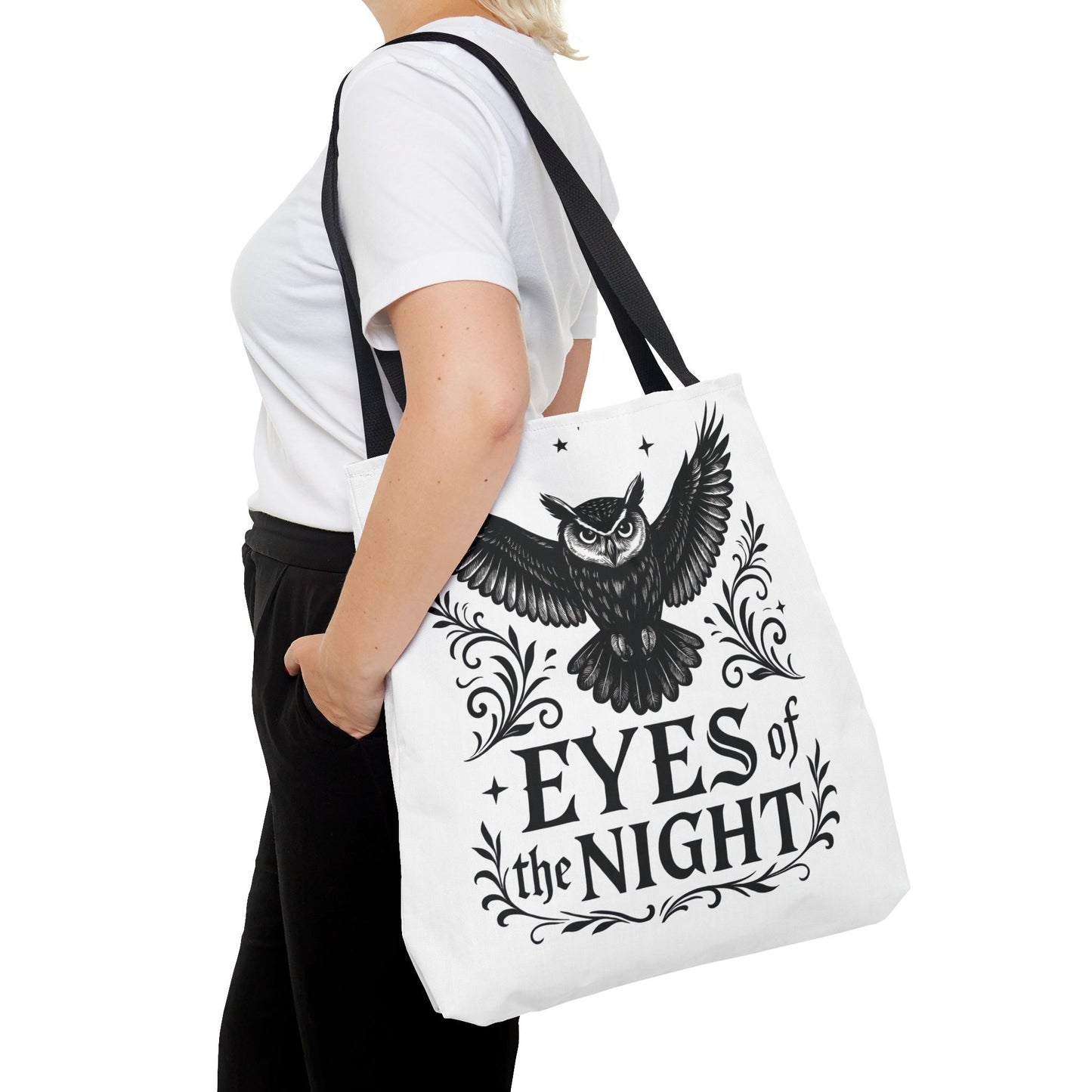 Eyes of the Night Owl Tote Bag, Artsy Shopping Bag, Eco-Friendly Carryall, Unique Gift for Animal Lovers, Halloween Decor, Beach Tote