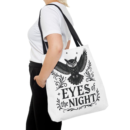 Eyes of the Night Owl Tote Bag, Artsy Shopping Bag, Eco-Friendly Carryall, Unique Gift for Animal Lovers, Halloween Decor, Beach Tote