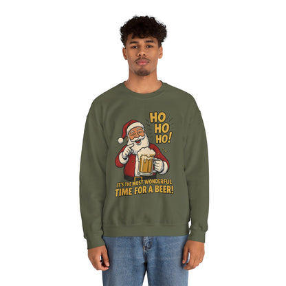 Funny Santa Beer Christmas Sweatshirt, Men's Holiday Pullover, Men's Heavy Blend™ Crewneck Sweatshirt