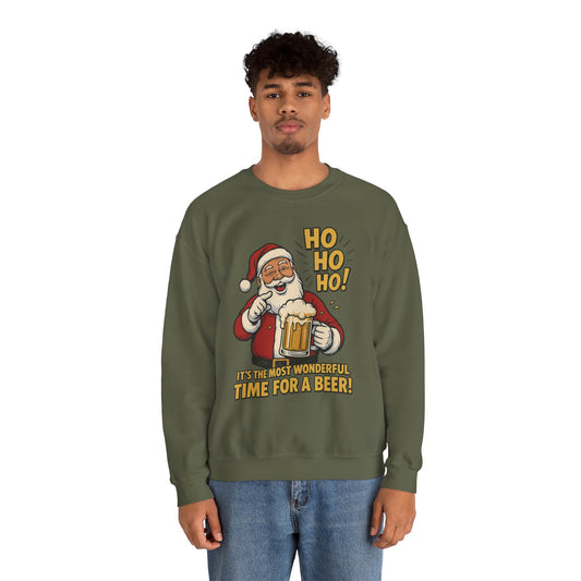 Funny Santa Beer Christmas Sweatshirt, Men's Holiday Pullover, Men's Heavy Blend™ Crewneck Sweatshirt