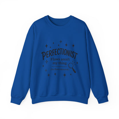 Womens Perfectionist Sweatshirt, Funny Clean Design with Stars, No Flaws Detected Quote Pullover, Minimalist Cozy Gift for Her