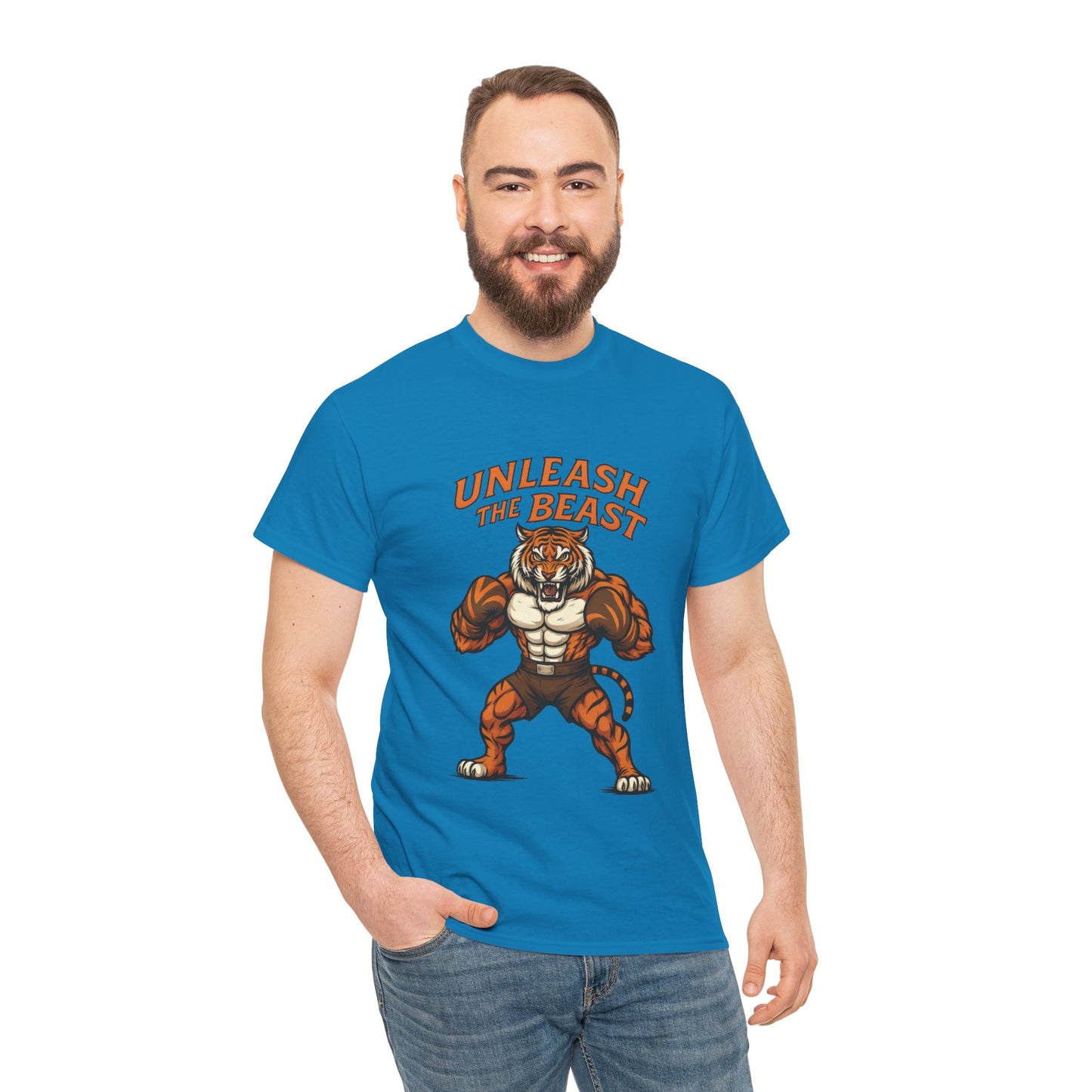 Unleash The Beast Tiger Gym Shirt, Mens Workout T-Shirt, Bodybuilding Motivation Tee, Fitness Muscle Tiger Graphic, Strong Beast Gym Top