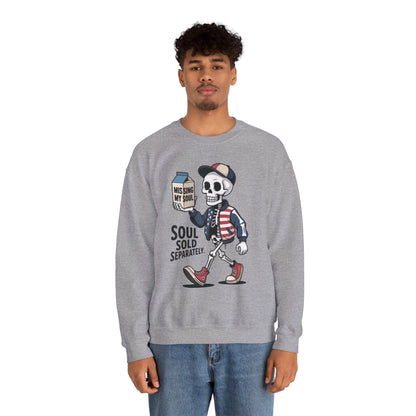 Skeleton Graphic Sweatshirt, Soul Sold Separately Pullover, Funny Gothic Streetwear, Missing My Soul Skull Hoodie Alternative
